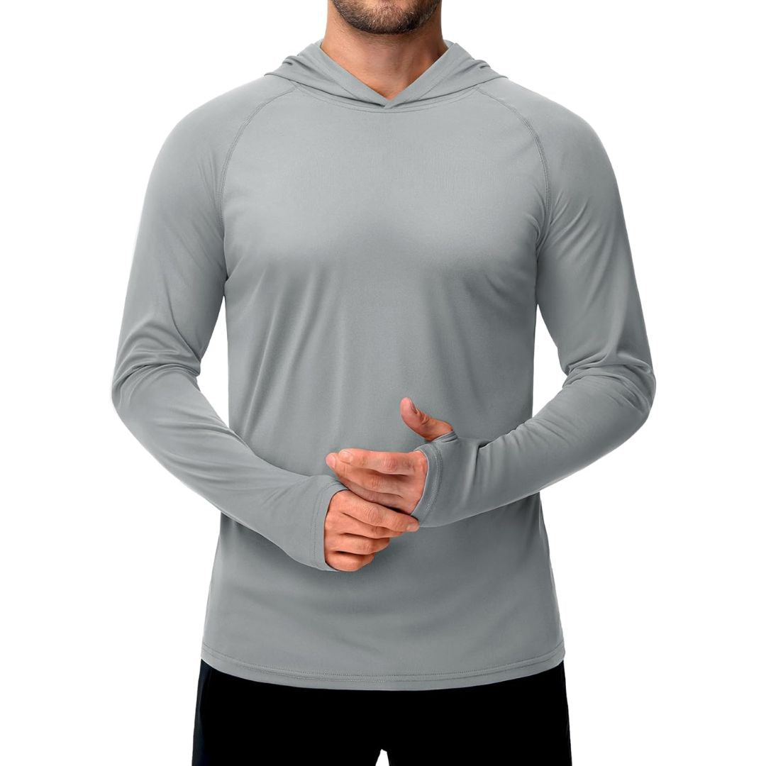 Men's UPF 50 rash guard shirt breathable quick-dry sun protection athletic fit outdoor sports