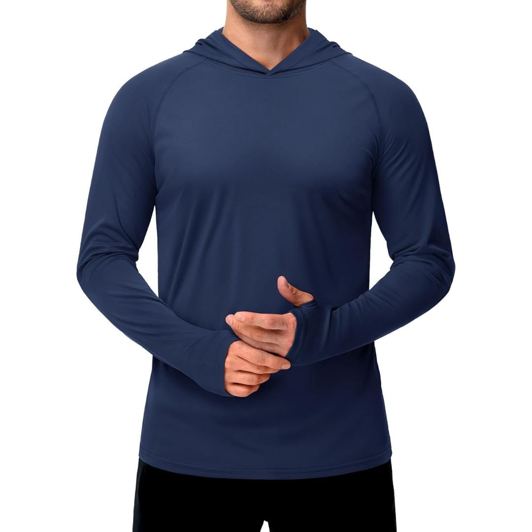 Men's UPF 50 rash guard shirt breathable quick-dry sun protection athletic fit outdoor