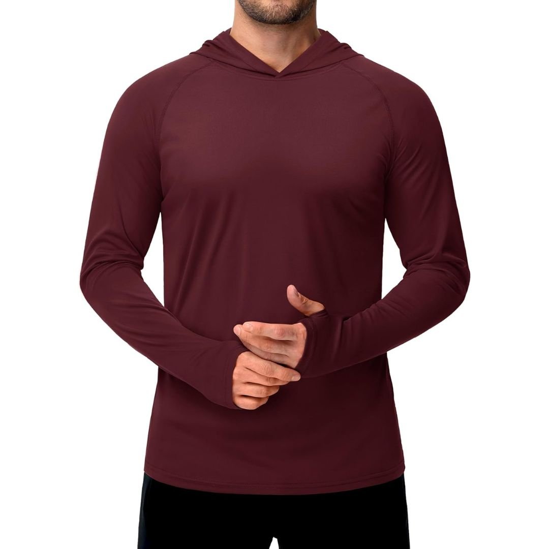 Men's UPF 50+ rash guard shirt breathable quick-dry sun protection athletic fit long sleeve