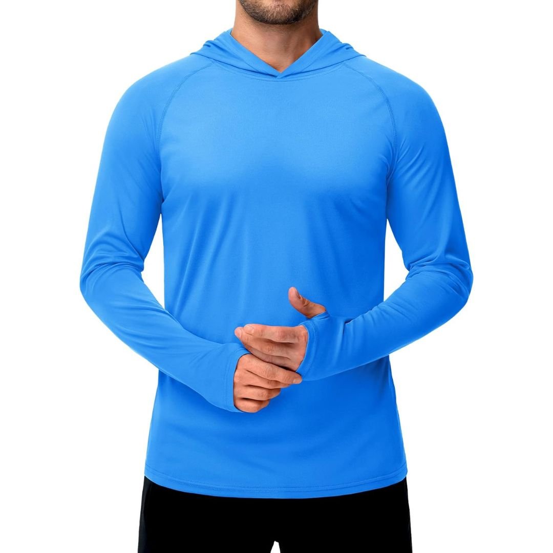 Men's UPF 50 rash guard shirt breathable quick-dry athletic fit sun protection outdoor