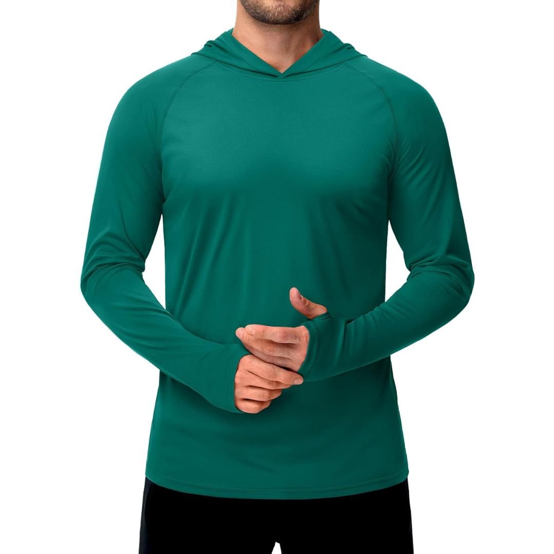 Men's UPF 50 rash guard shirt breathable quick-dry sun protection athletic fit outdoor sports