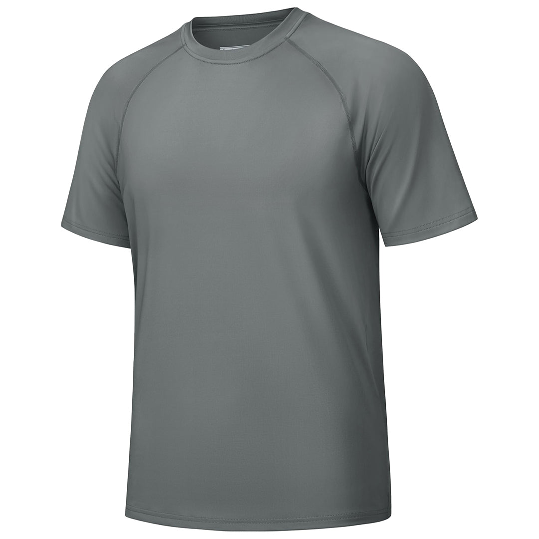 Men's white UPF 50+ quick-dry swim shirt, lightweight breathable sun protection rashguard
