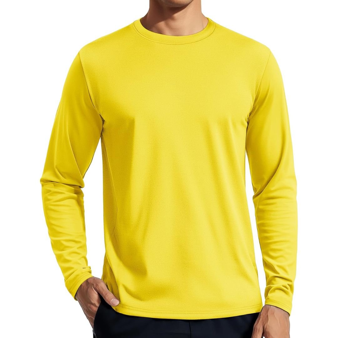 Men's UPF 80+ long sleeve rashguard sun shirt quick-dry 4-way stretch for surfing hiking UV protection