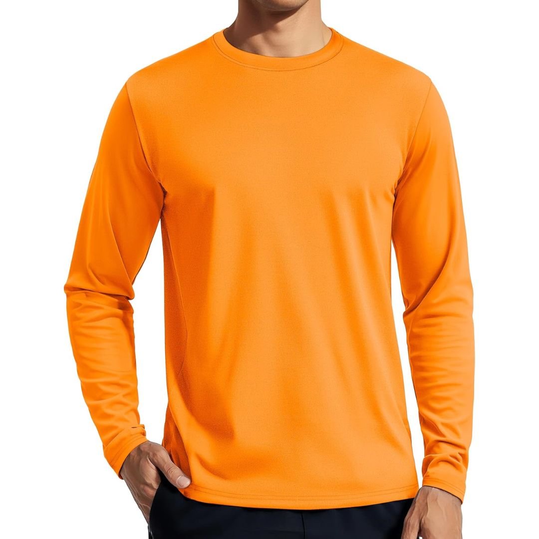 Men's UPF 80+ long sleeve rashguard sun shirt quick-dry 4-way stretch for surfing hiking UV protection
