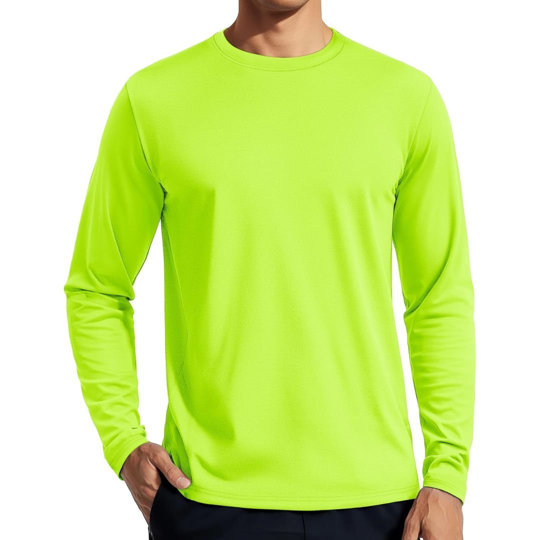 Men's UPF 80+ long sleeve rashguard sun shirt quick-dry 4-way stretch for surfing hiking outdoors