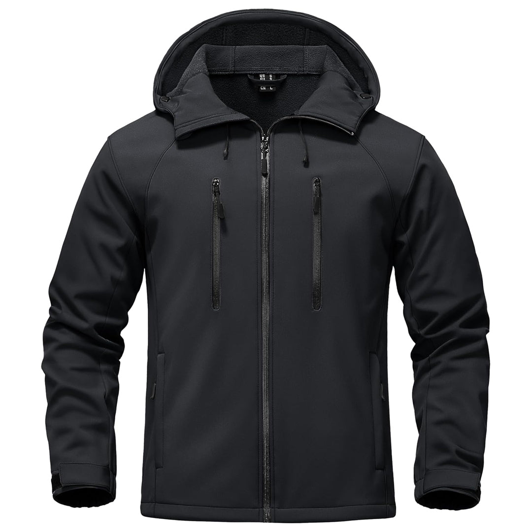 Men's fleece lined softshell jacket waterproof windproof in versatile outdoor style with stretch fit