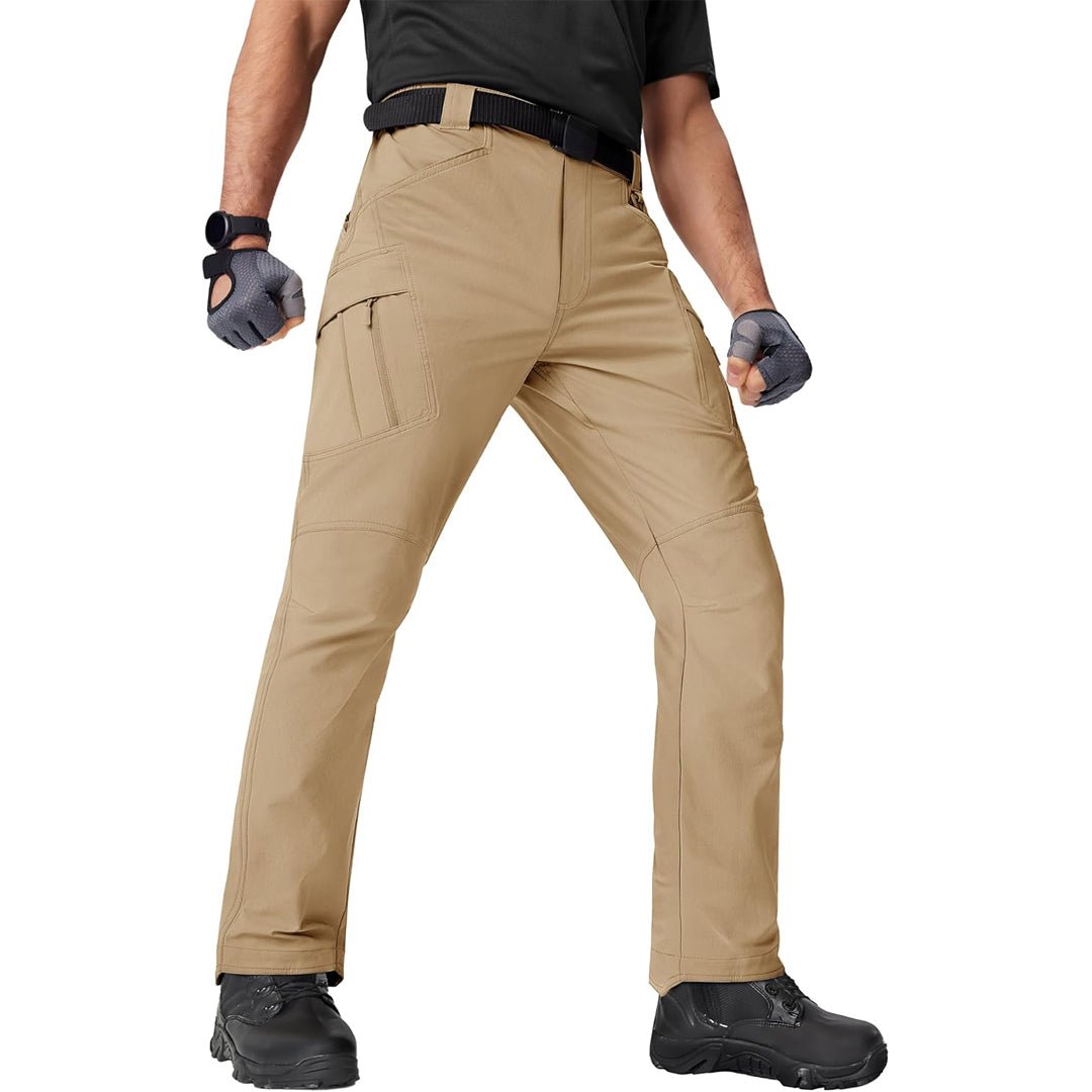 Men's lightweight nylon cargo military pants, water repellent, 8-pocket utility design for outdoor adventures