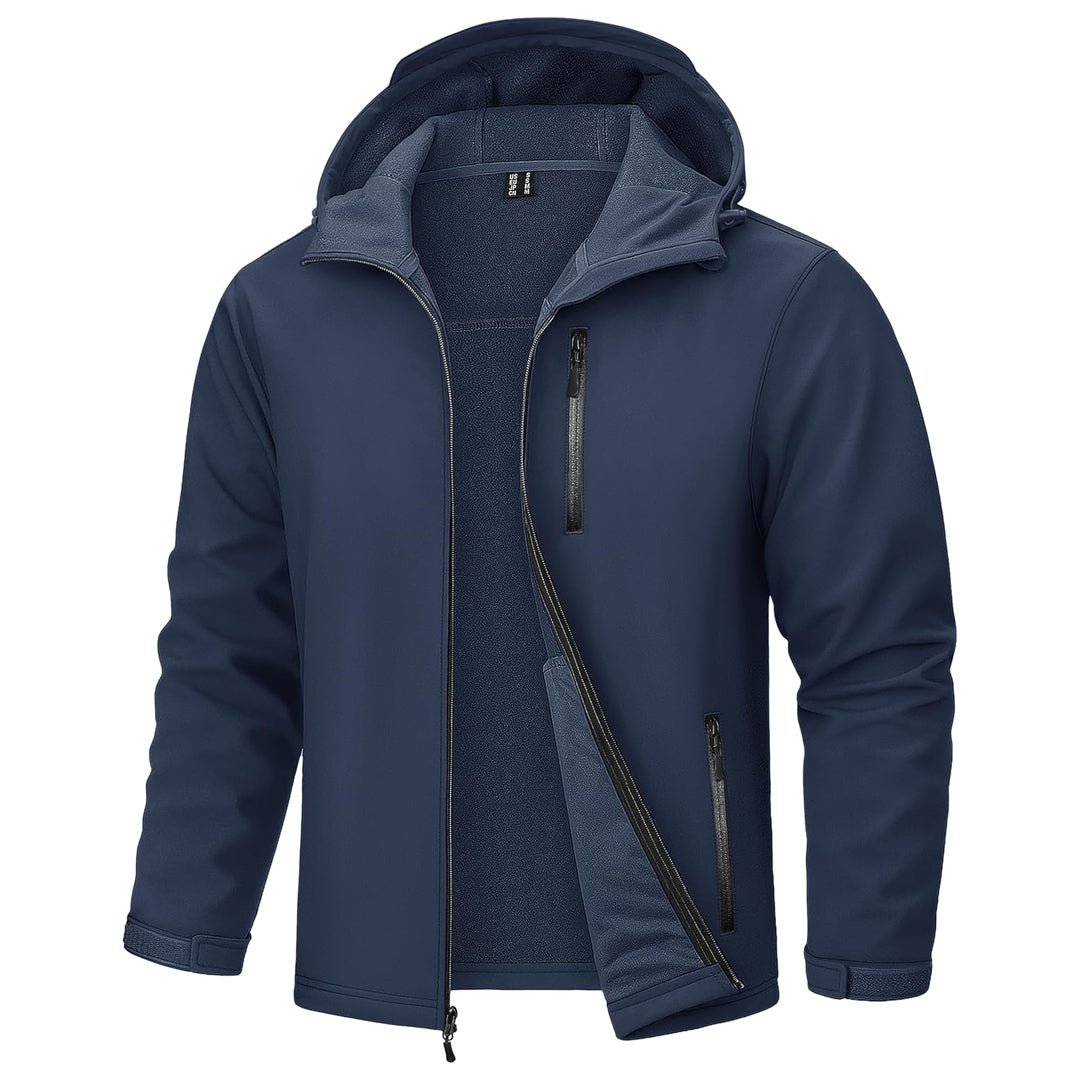 Men's waterproof fleece-lined softshell jacket, windproof outdoor hiking coat with 10000mm waterproof rating