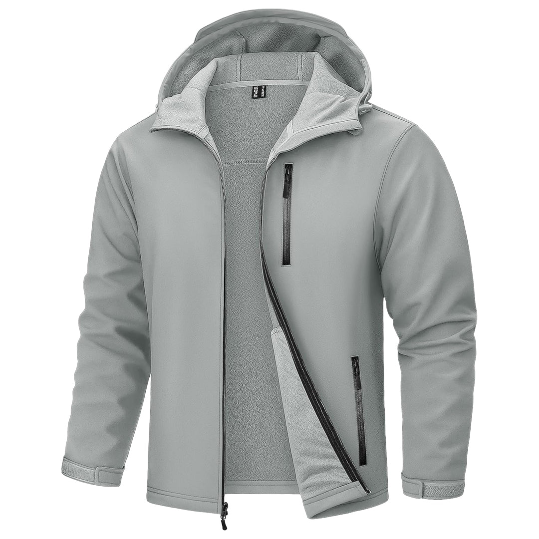 Men's waterproof fleece-lined softshell jacket, windproof outdoor hiking coat with 10000mm waterproof rating