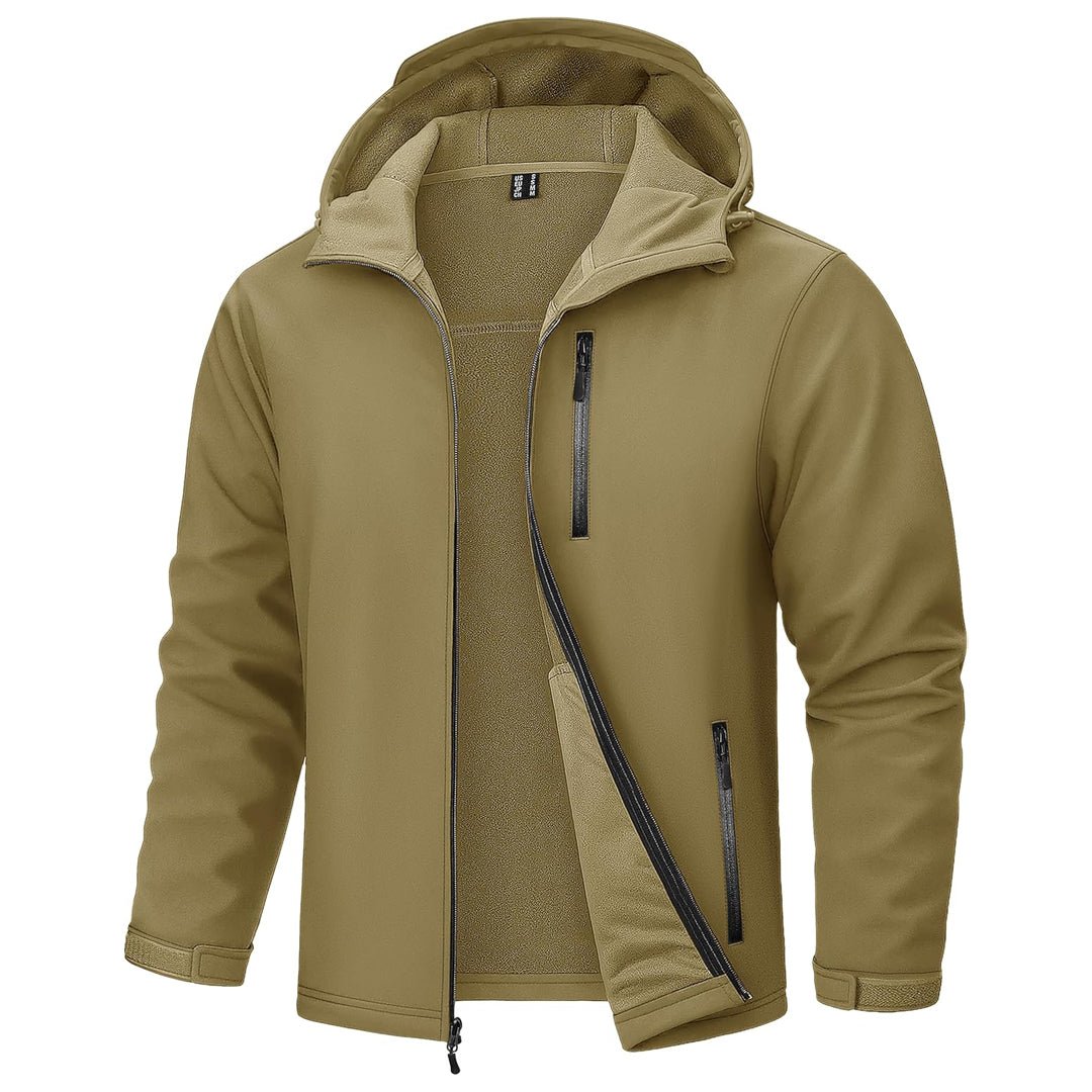 Men's waterproof fleece-lined softshell jacket, windproof outdoor hiking coat with 10000mm water resistance
