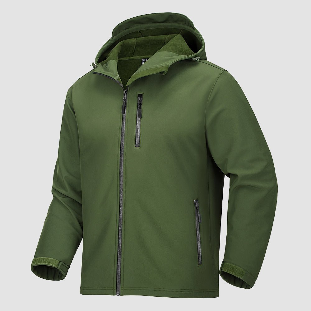 Men's lightweight hooded softshell winter jacket, waterproof fleece-lined with 10K breathable hiking design