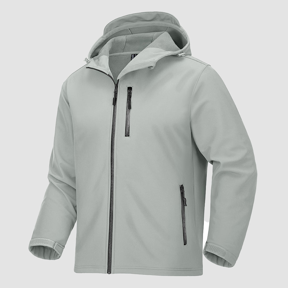 Men's lightweight hooded softshell winter jacket fleece-lined waterproof breathable hiking outwear