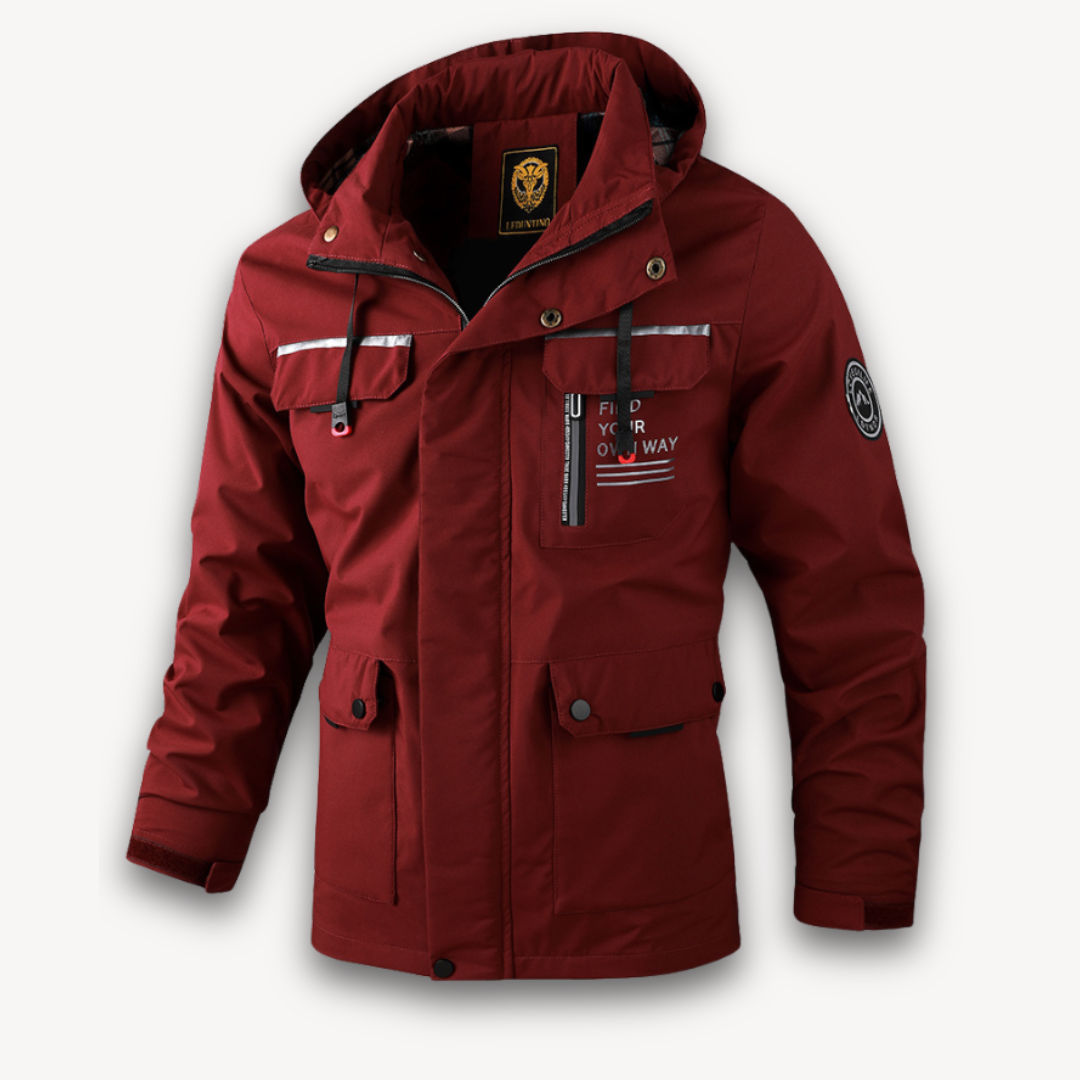 Men's lightweight waterproof hooded jacket breathable polyester shell for outdoor summer adventures