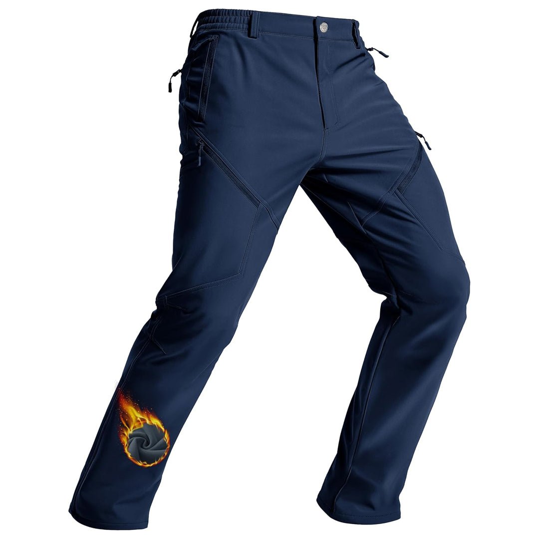 Men's fleece lined waterproof hiking pants for cold weather outdoor adventures windproof shell