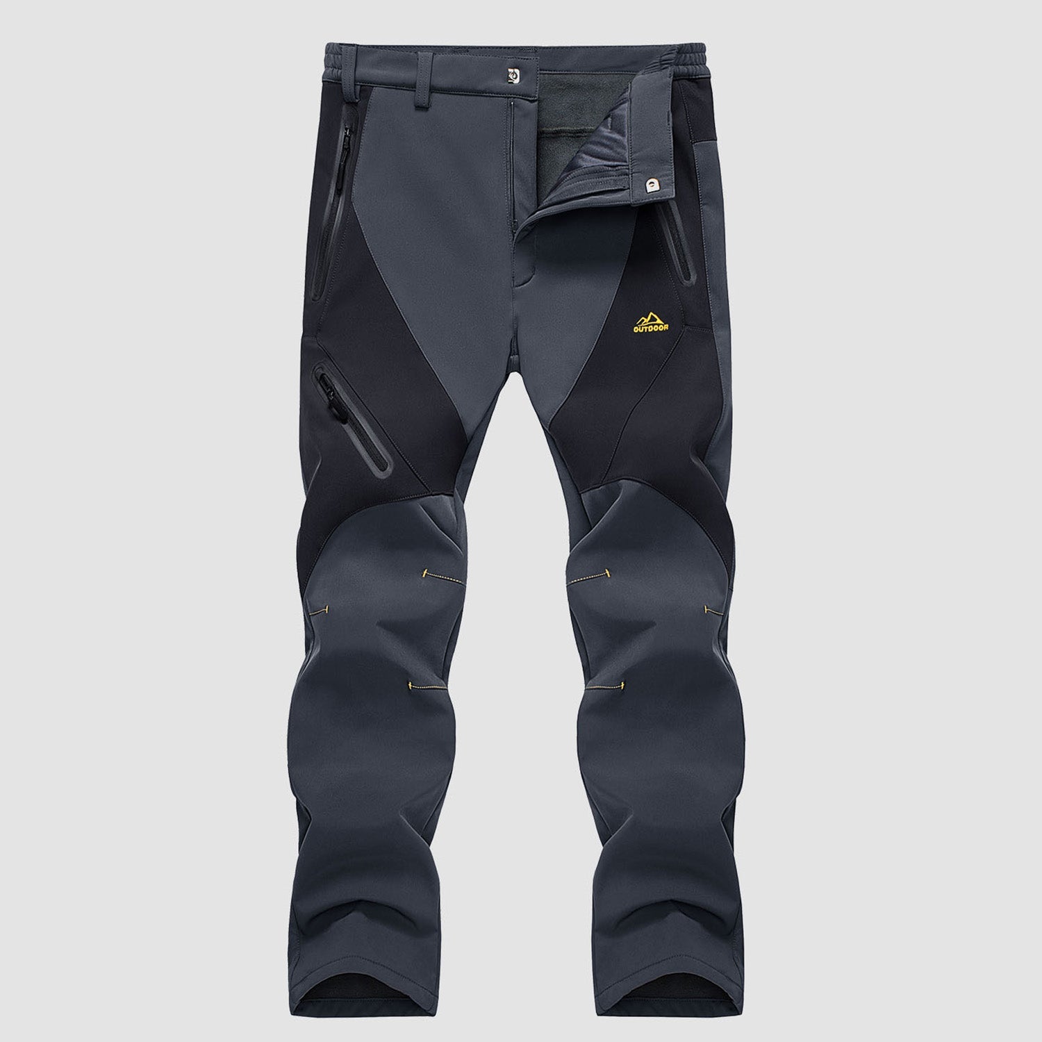 Men's black ripstop waterproof snow pants fleece-lined with zip pockets for winter hiking