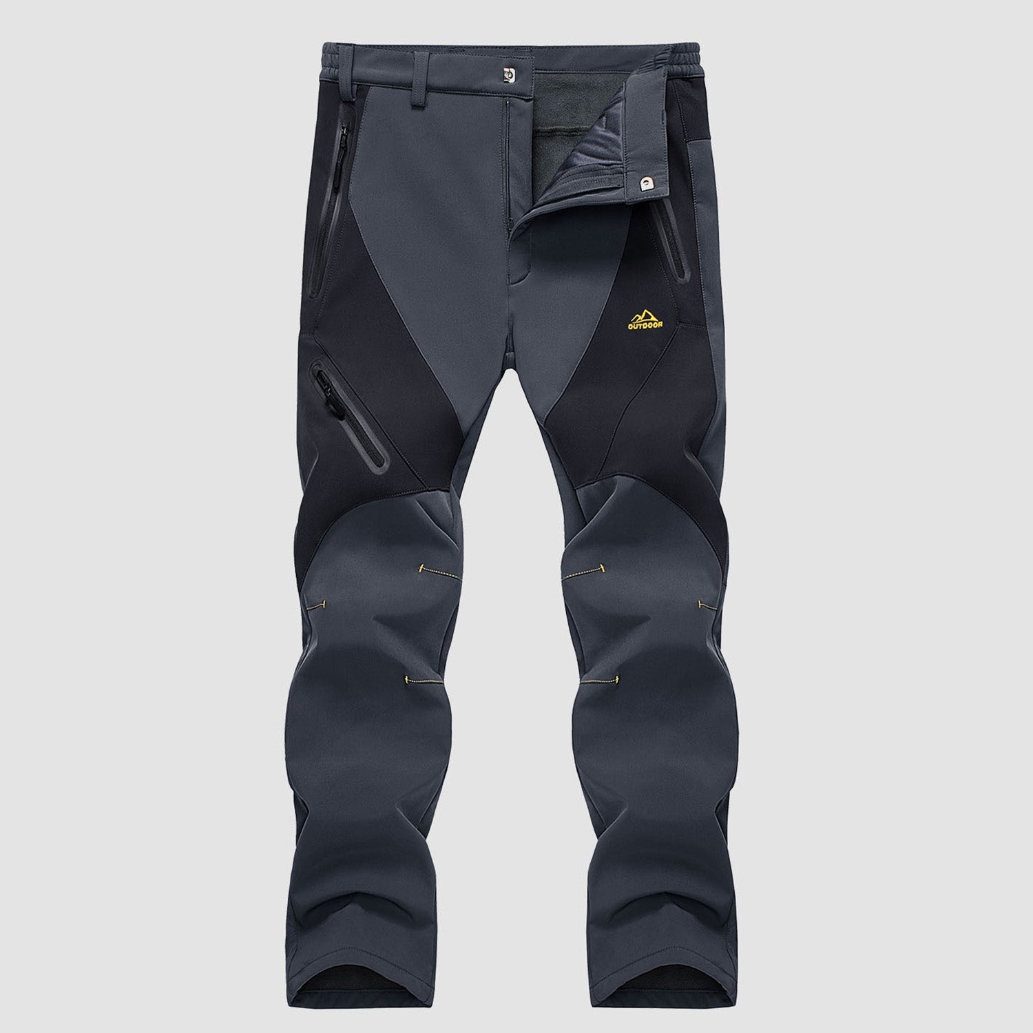 Men's black ripstop waterproof snow pants fleece-lined with zip pockets for winter hiking