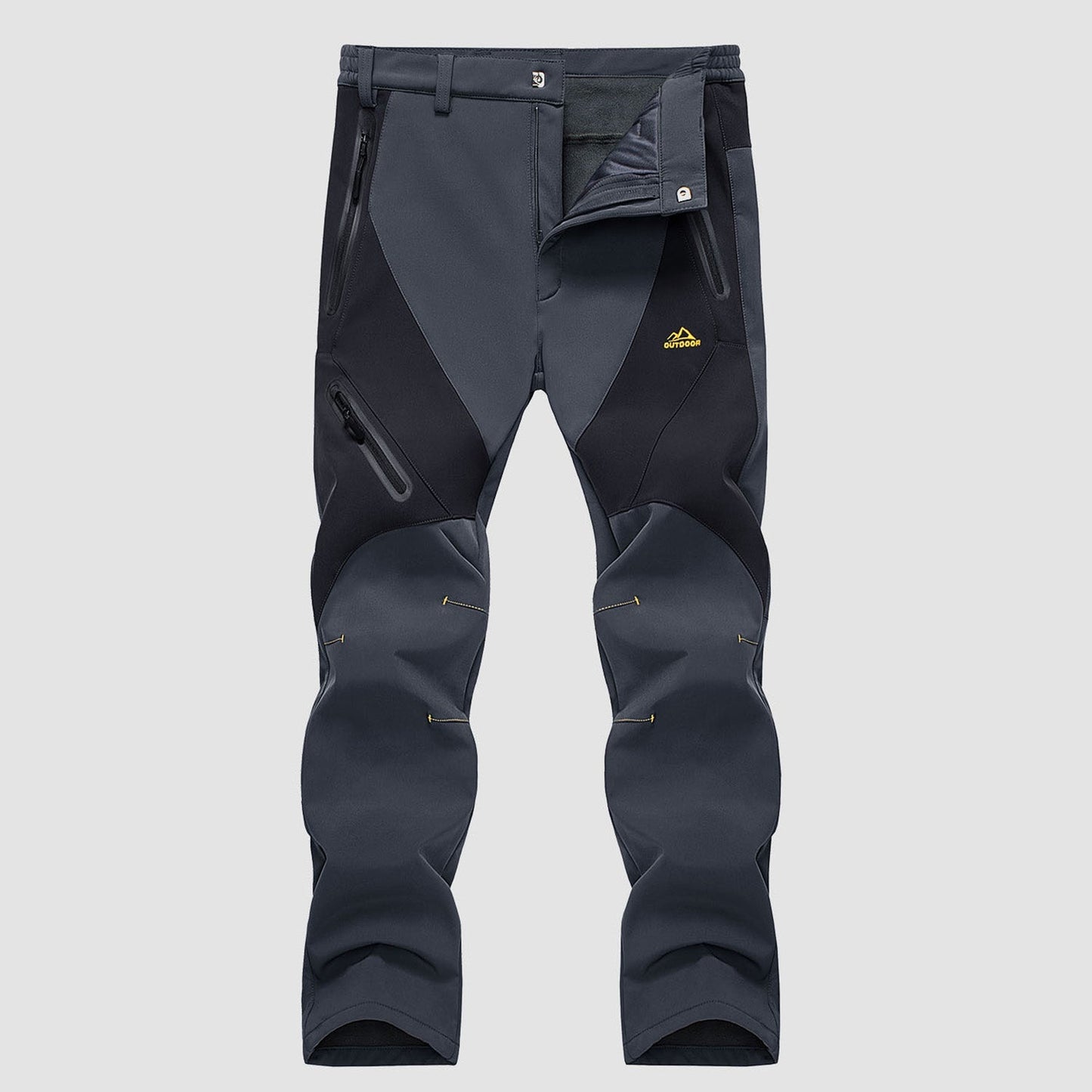 Men's waterproof insulated softshell snow pants, fleece lined with zip pockets for winter outdoor