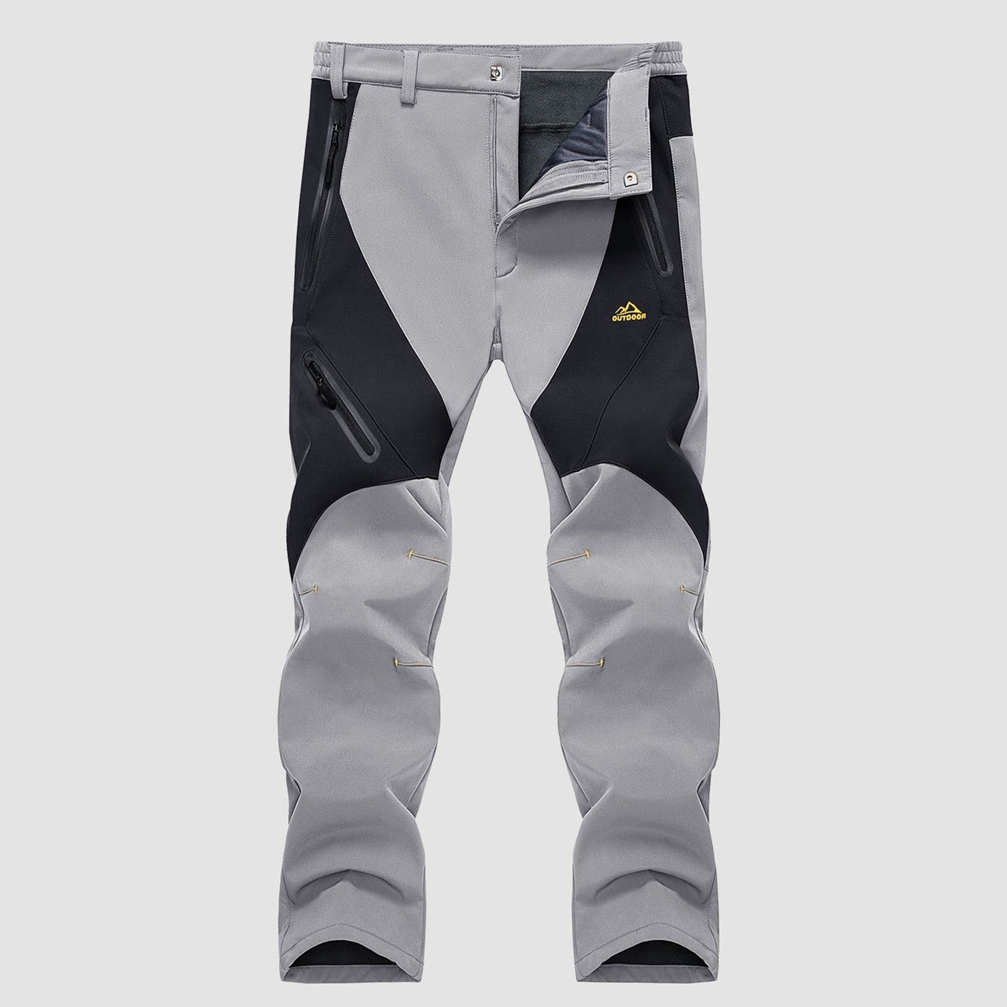 Men's waterproof insulated softshell snow pants fleece lined with zip pockets for winter outdoor