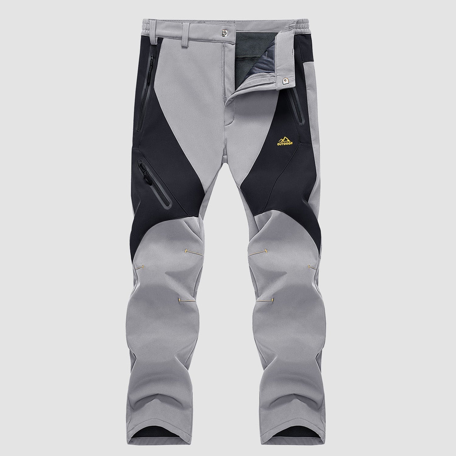 Men's waterproof insulated softshell snow pants fleece lined with zip pockets for winter outdoor