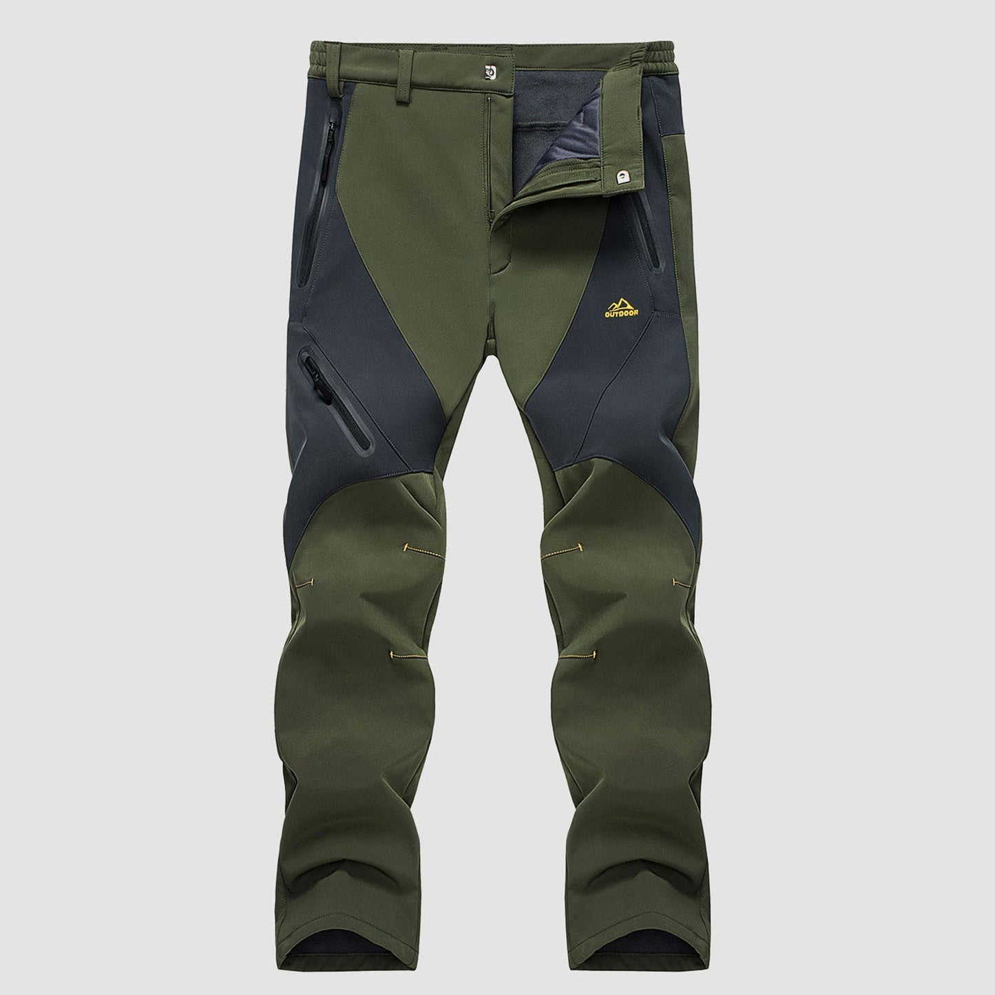 Men's fleece-lined waterproof ripstop snow pants with zip pockets for winter hiking and skiing