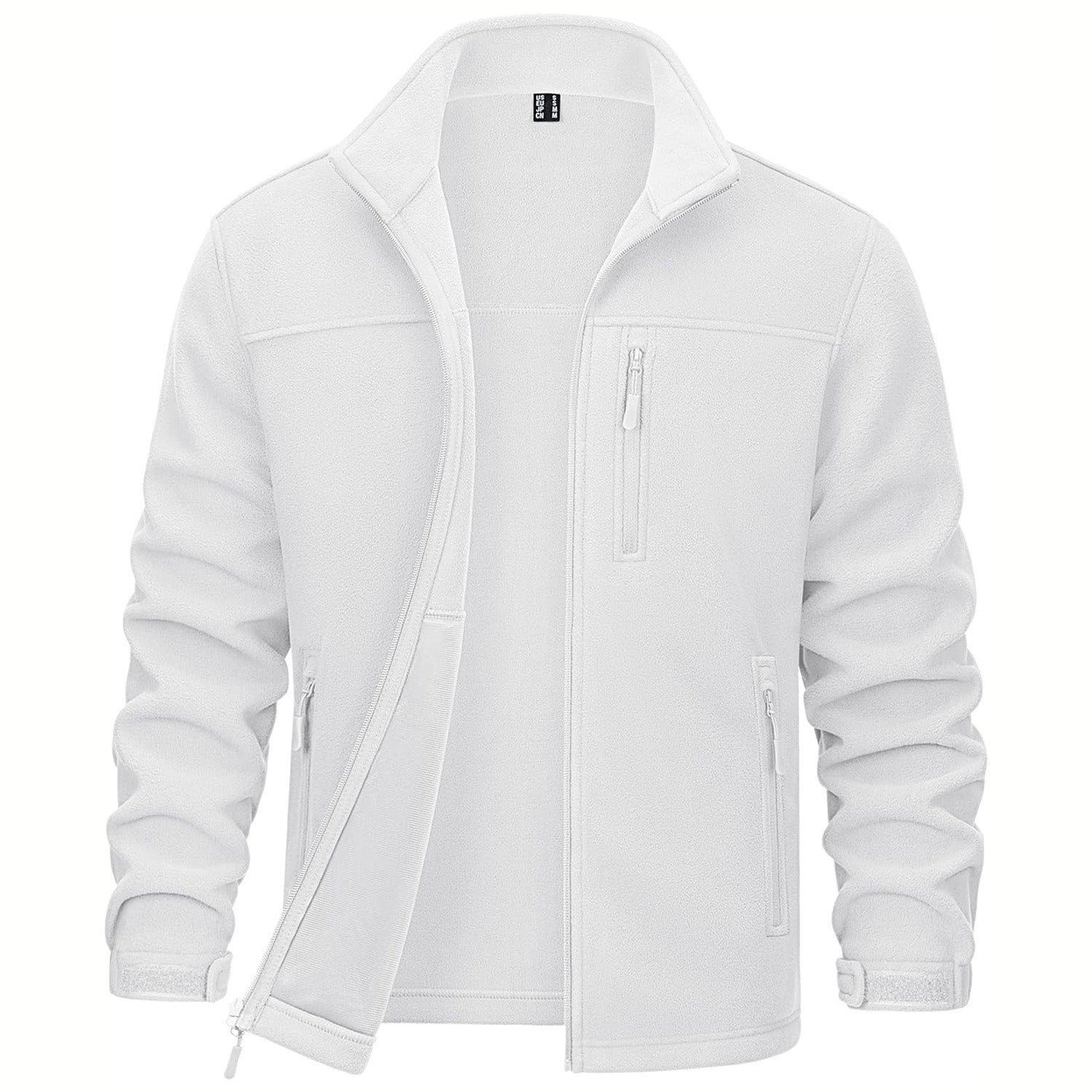 Men's gray fleece full-zip hiking jacket mid-weight polyester with 3 functional pockets