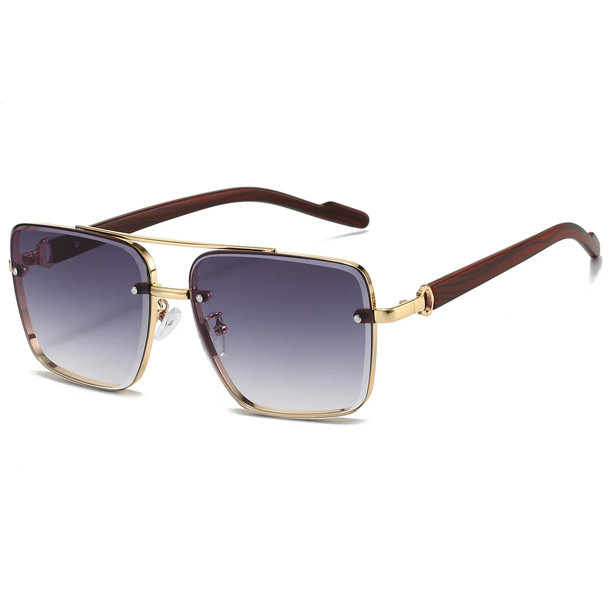 Bold square aviator sunglasses with gradient lenses and sleek gold accents for a luxury vintage look