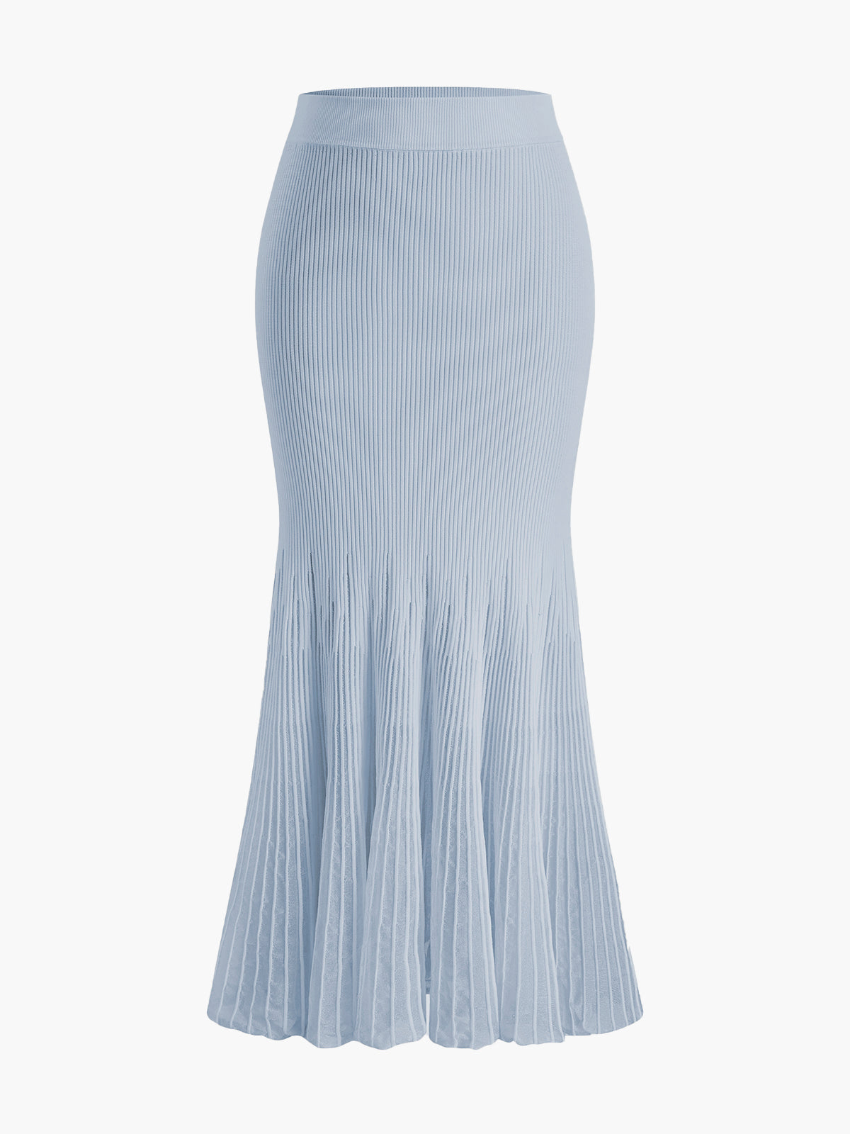 Women's sheer mesh pleated midi skirt mid-waist knit panel vacation-ready versatile style