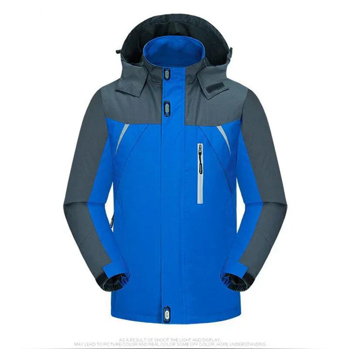 Men's two-tone winter jacket insulated lining cold weather black gray colorblock durable outdoor coat