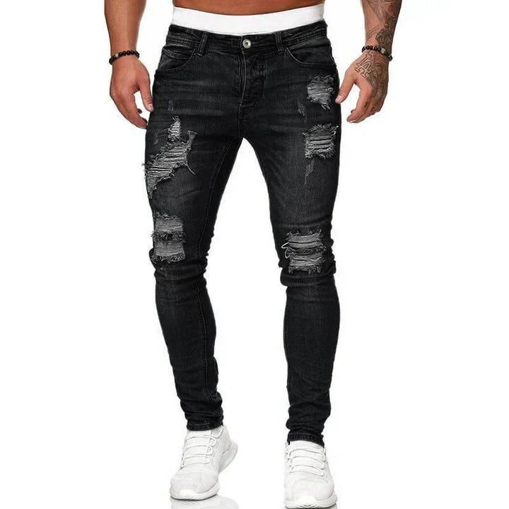 Men's Akra slim-fit jeans body-hugging silhouette versatile elegant casual durable easy-care denim