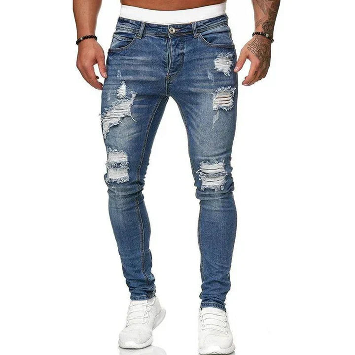 Men's Akra slim-fit jeans dark wash body-hugging silhouette durable easy-care modern style