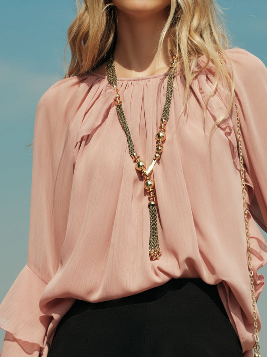 Metal Bead Tassel Necklace - Urbann-Vibe