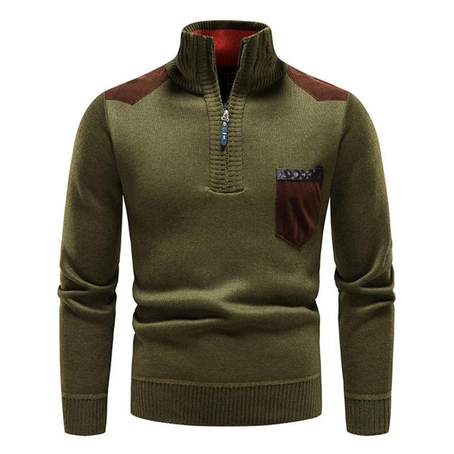 Men's slim-fit zip sweater with pocket, modern zip closure, versatile casual to semi-formal style