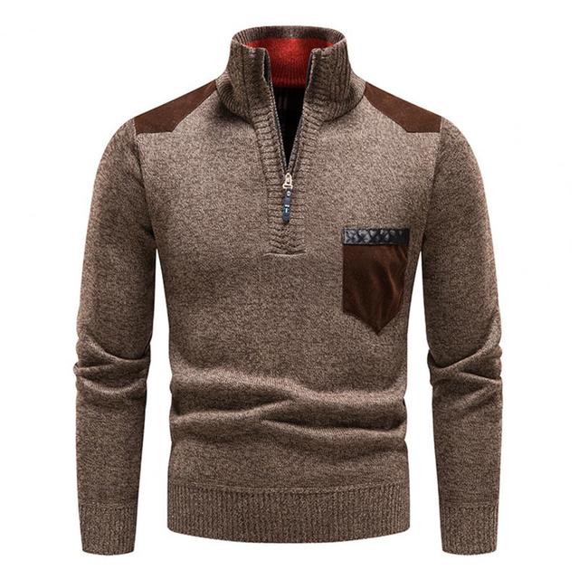Men's slim-fit zip sweater with pocket, modern zipper closure, versatile casual to semi-formal style
