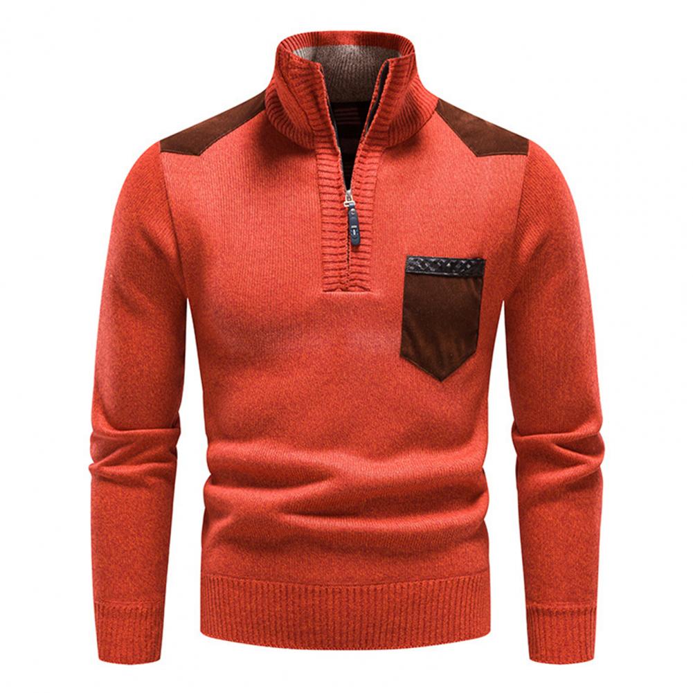Men's slim-fit zip sweater with pocket, modern closure, versatile casual to semi-formal style