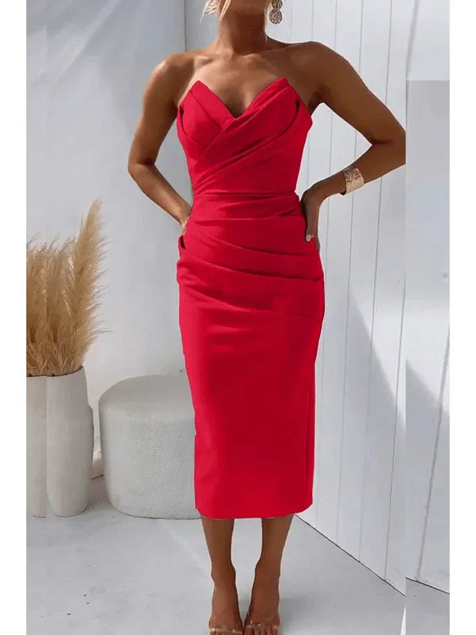 Milly strapless open-back dress in bold summer colors, sleek silhouette for fashion-forward women