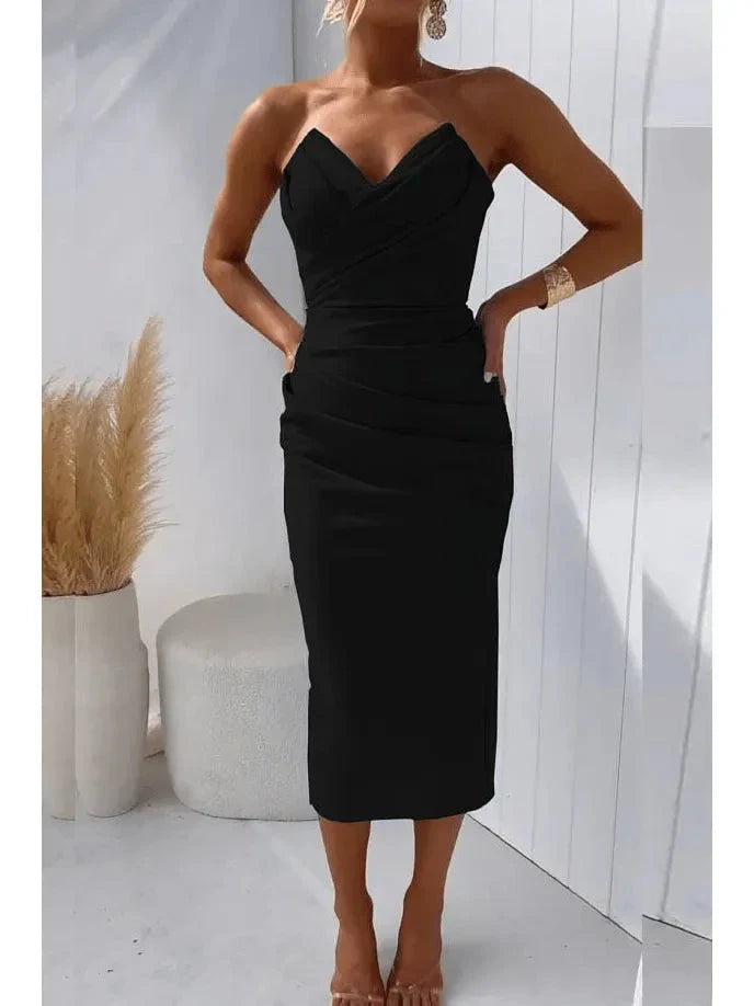 Milly strapless open-back dress in vibrant summer colors with flattering silhouette for women