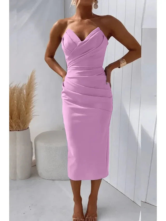 Milly strapless open-back dress in vibrant summer colors, sleek silhouette for fashion-forward women