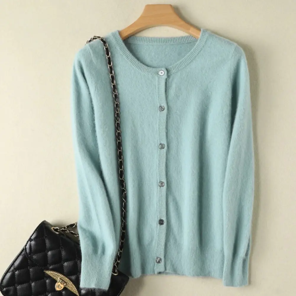 Mira mink cashmere cardigan women loose fit ultra-soft pure cashmere cozy elegant daywear