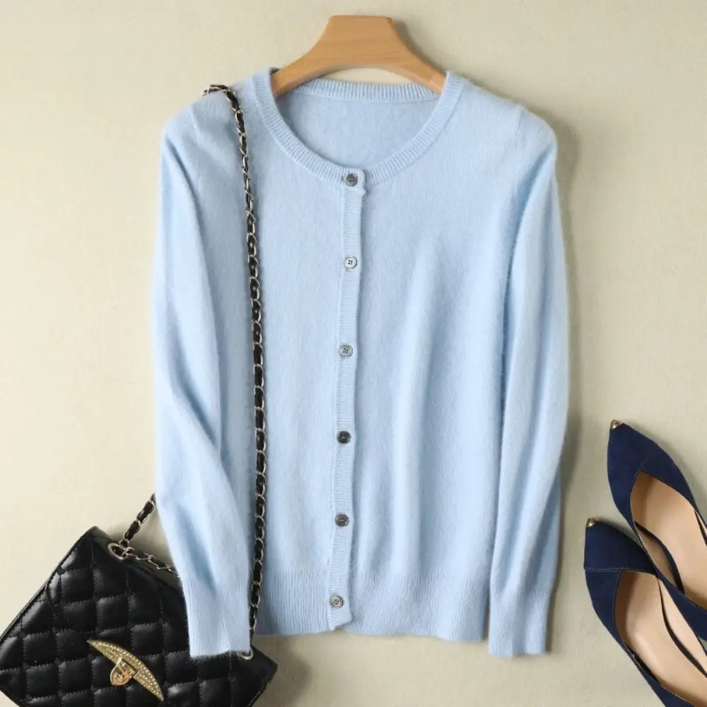 Mira mink cashmere cardigan women loose fit ultra-soft pure cashmere cozy elegant daywear