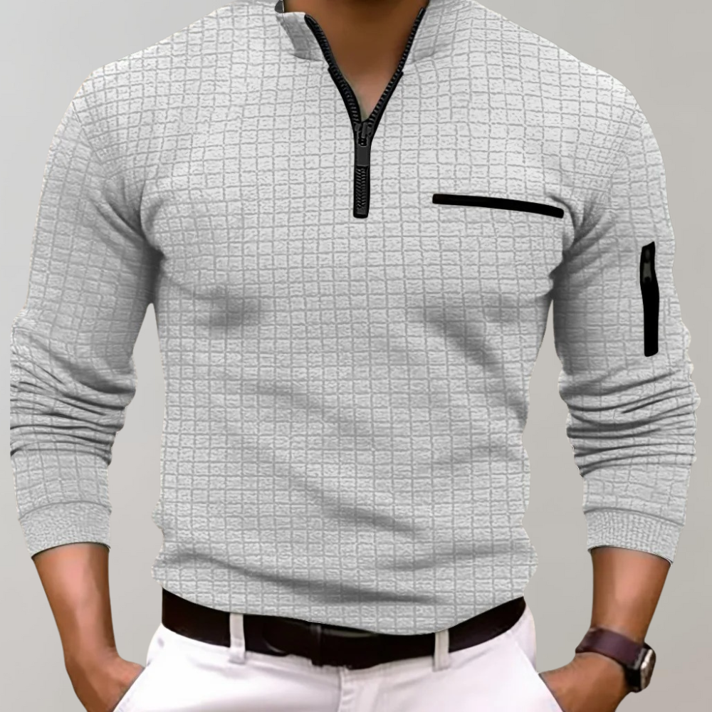 Gottbert men's long sleeve polo shirt breathable comfort fit classic collar modern casual style