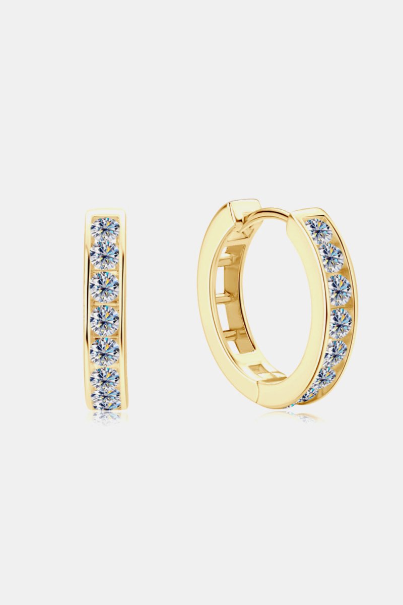 925 sterling silver moissanite huggie earrings, polished minimalist hoop with brilliant daily sparkle