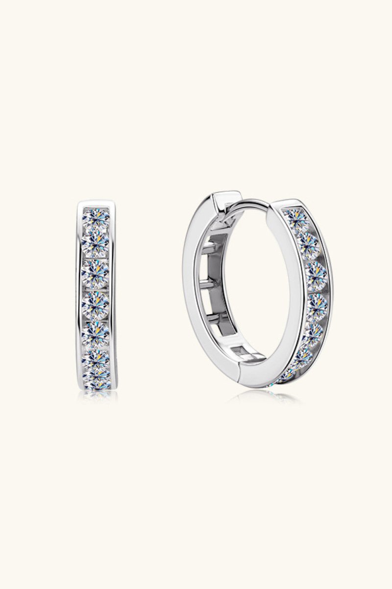 925 sterling silver moissanite huggie earrings polished minimalist hoop with brilliant daily sparkle