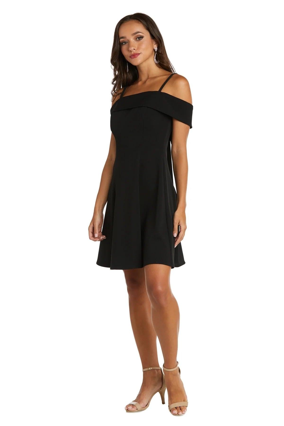 Morgan & Co cobalt off-shoulder mini cocktail dress plus size scuba crepe fully lined