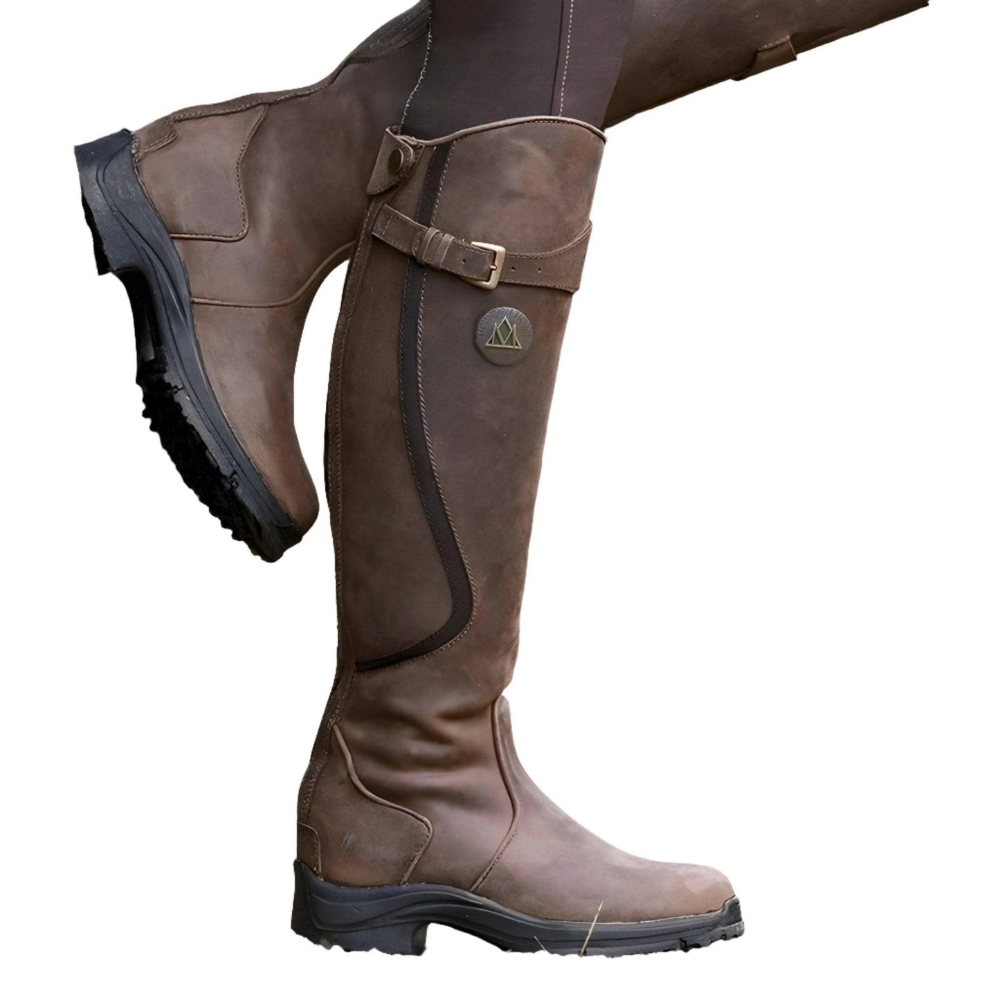 Tall waterproof hiking boots with full leg coverage, secure grip sole, and all-day comfort support