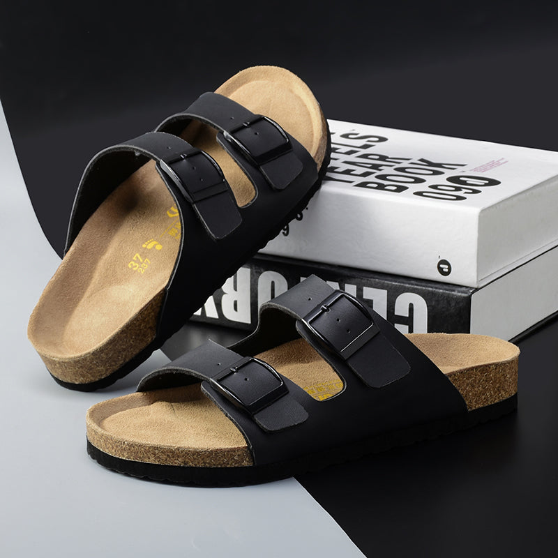 Men's open-toe summer sandals with adjustable straps, cushioned footbed, casual beach style