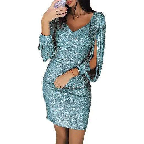 Delilah glitter evening dress figure-hugging silhouette shimmering fabric glamorous party gown