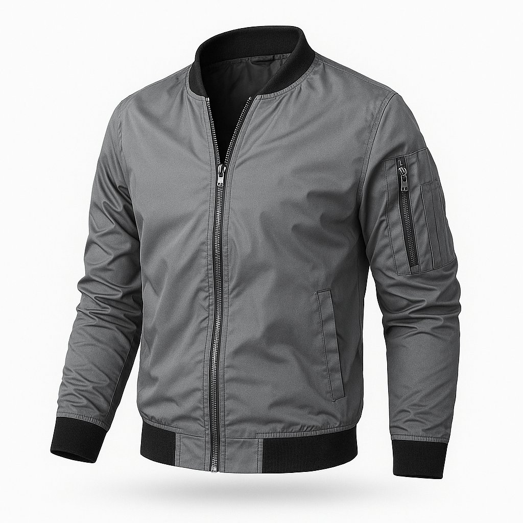 Men's lightweight bomber jacket classic fit full-zip pockets versatile casual outerwear