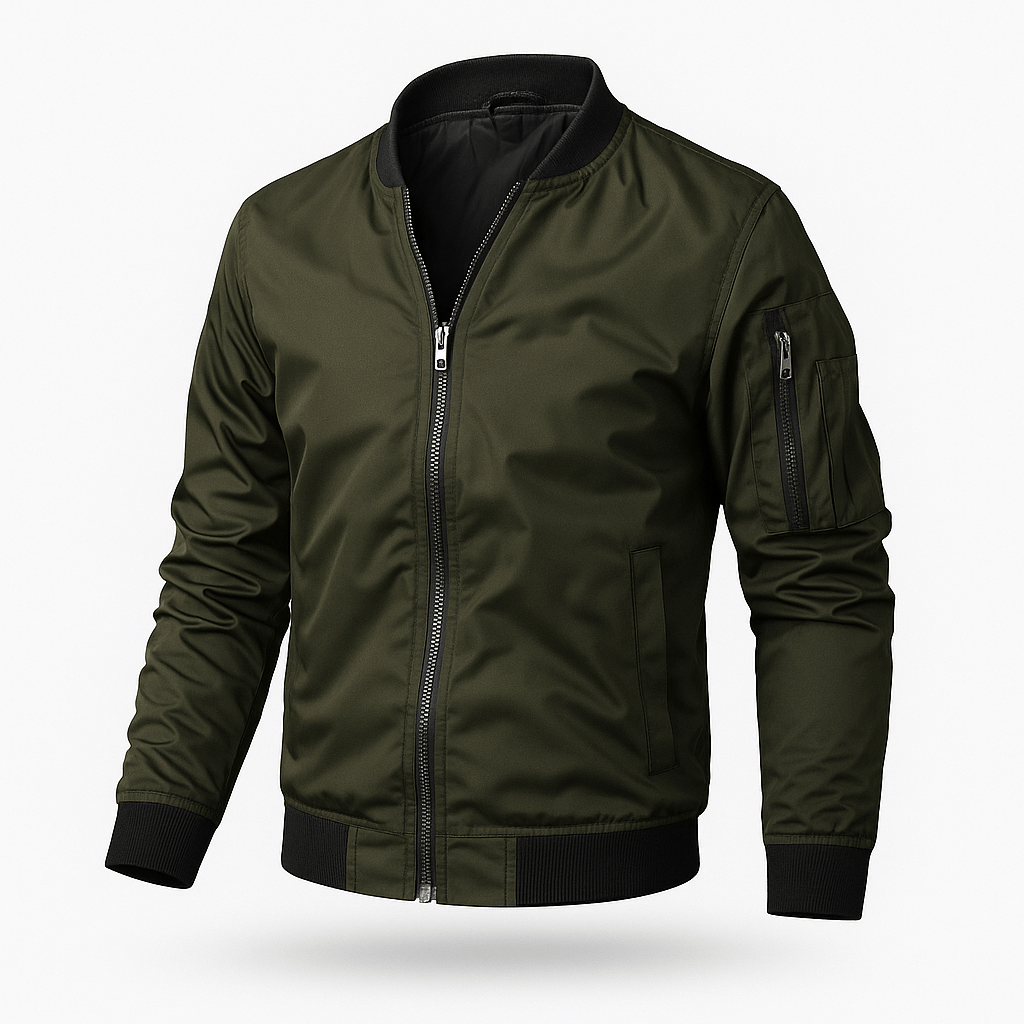 Men's lightweight bomber jacket classic fit full zip pockets versatile casual outerwear