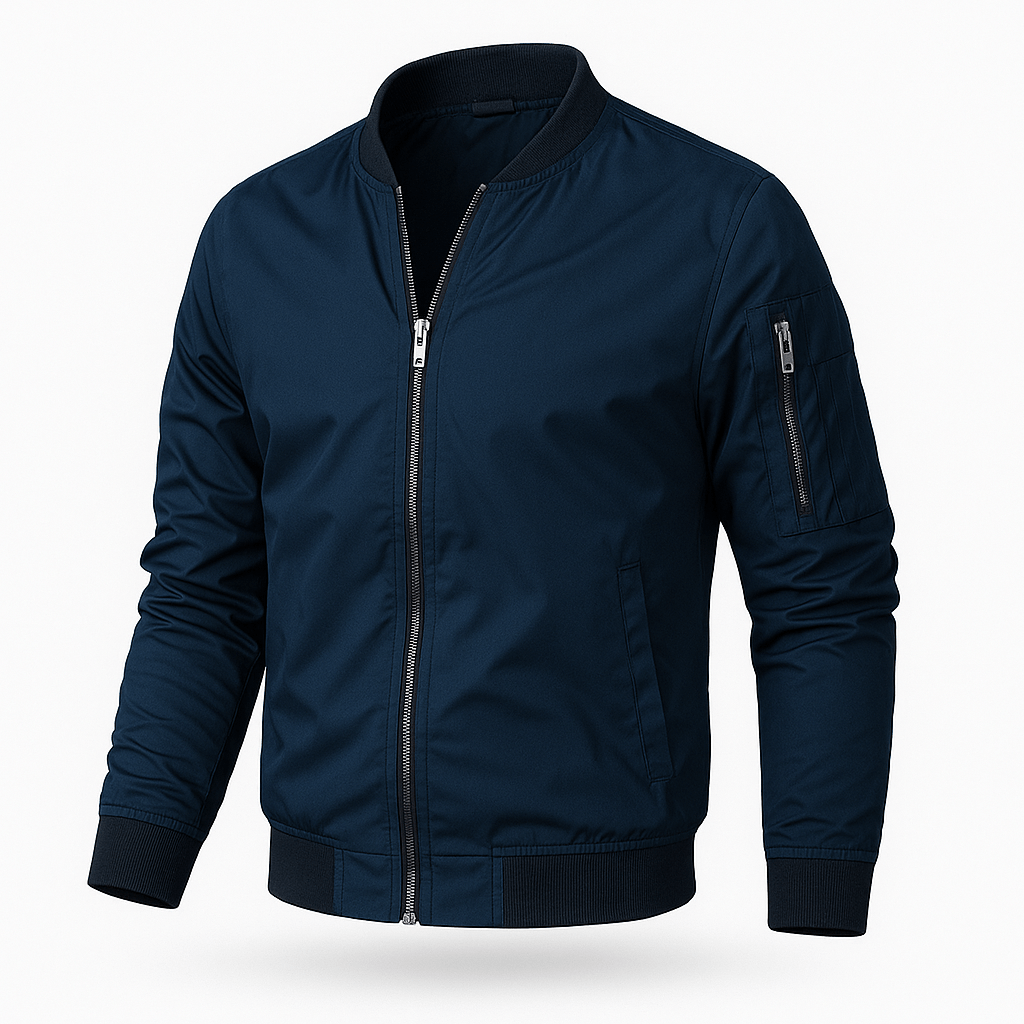 Men's lightweight bomber jacket classic fit full zip pockets versatile casual outerwear