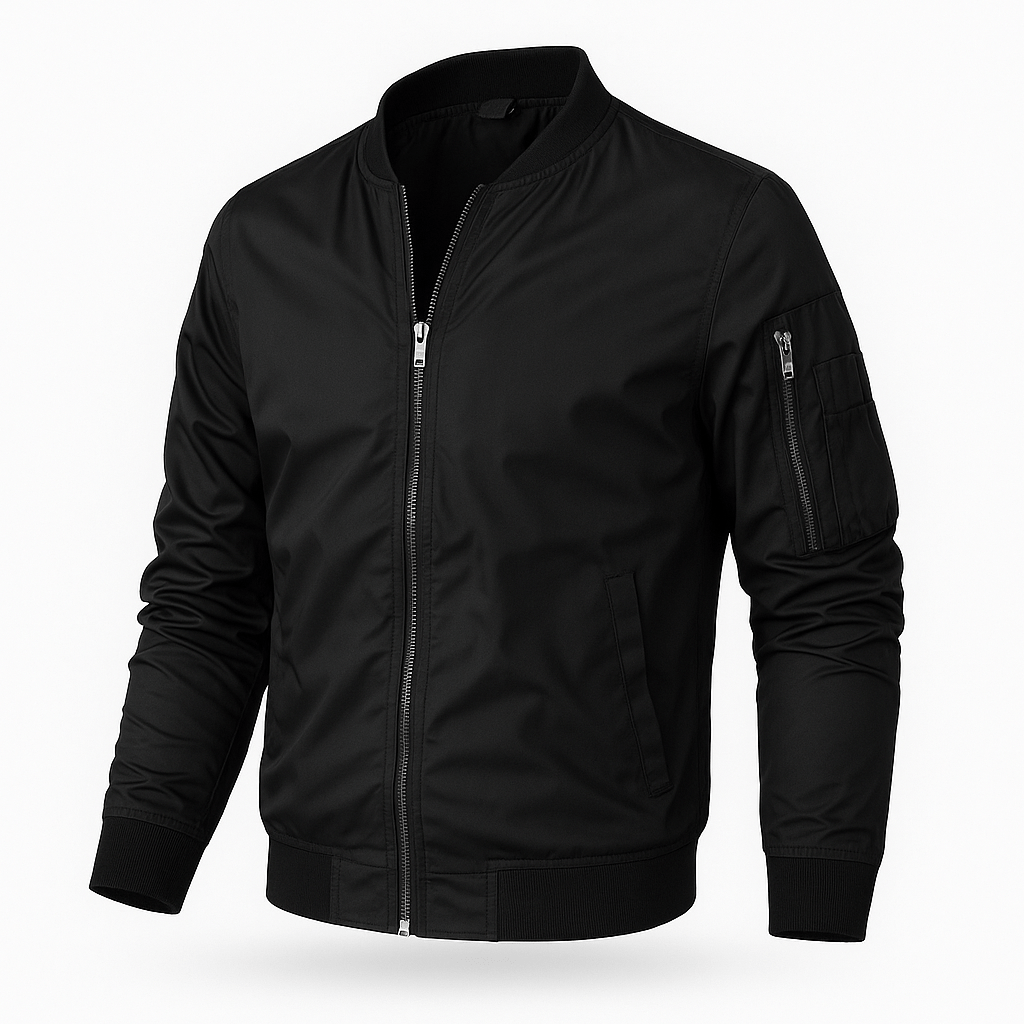 Men's lightweight bomber jacket classic fit full zip pockets versatile casual outerwear